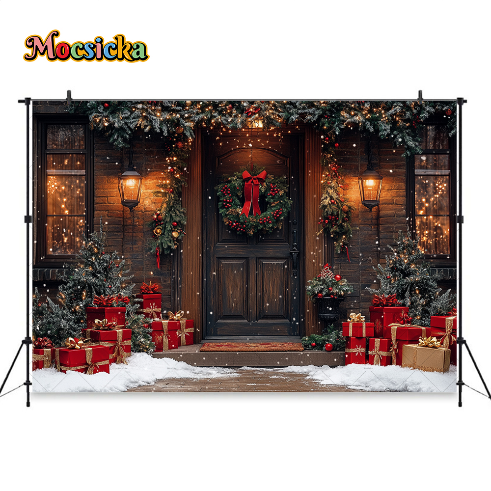 Kids Outdoor Xmas Gifts - Brown Wooden Door Background For Christmas
