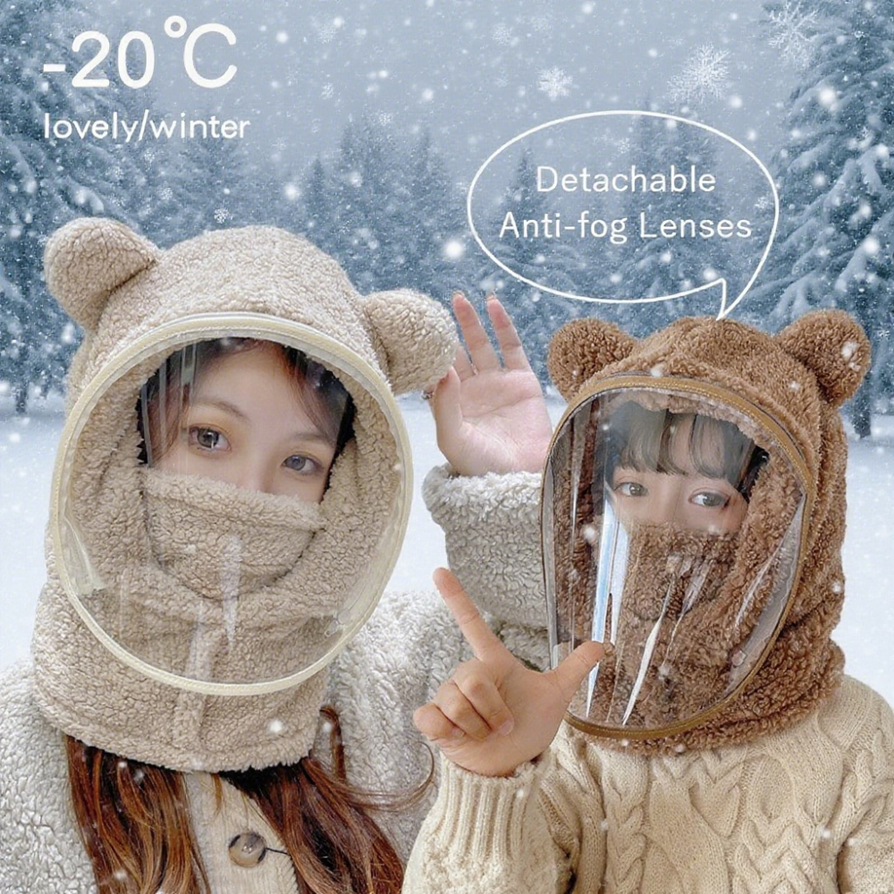 Kids Outdoor Xmas Gifts - Cute Bear Ear Winter Windproof Hat