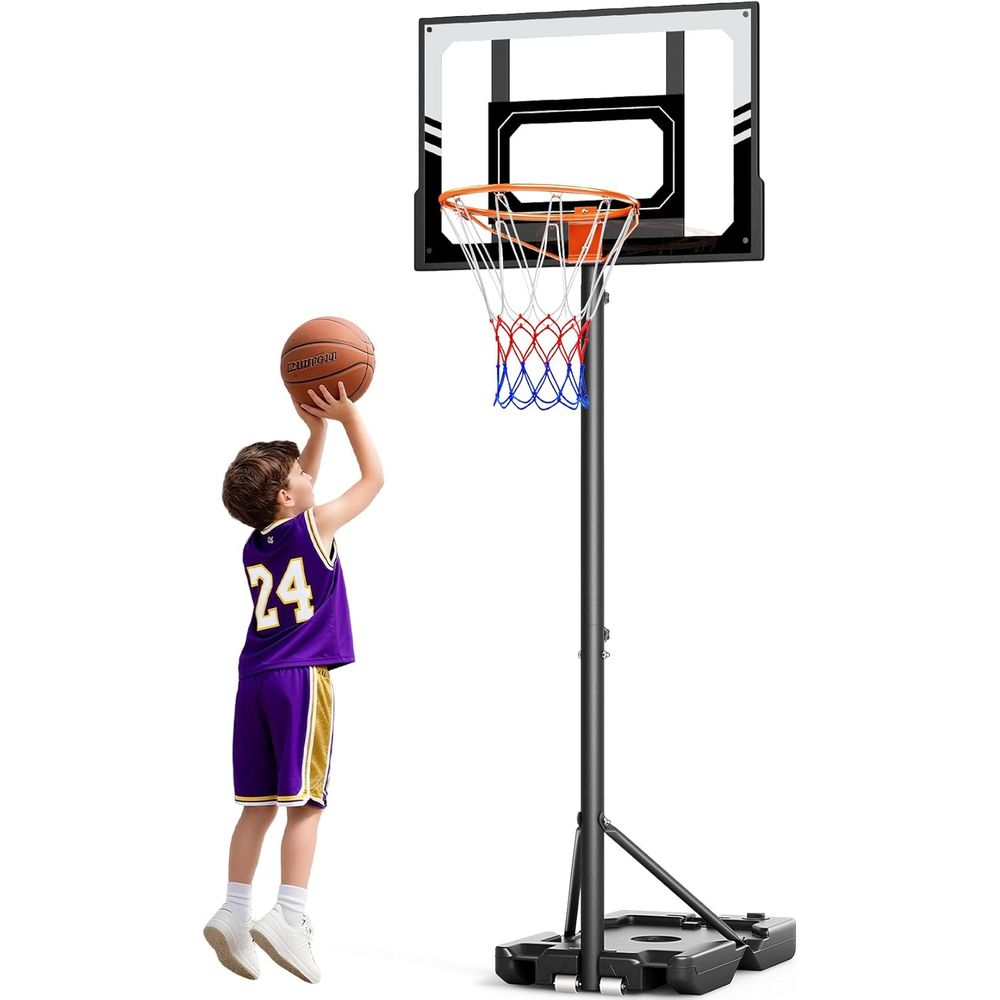 Kids Outdoor Play - Portable Adjustable Height Basketball Hoop for