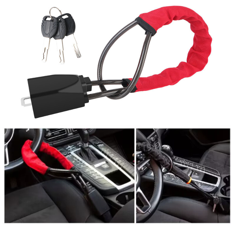 Swing Seat Belt - Stainless Steel Car Steering Wheel Lock