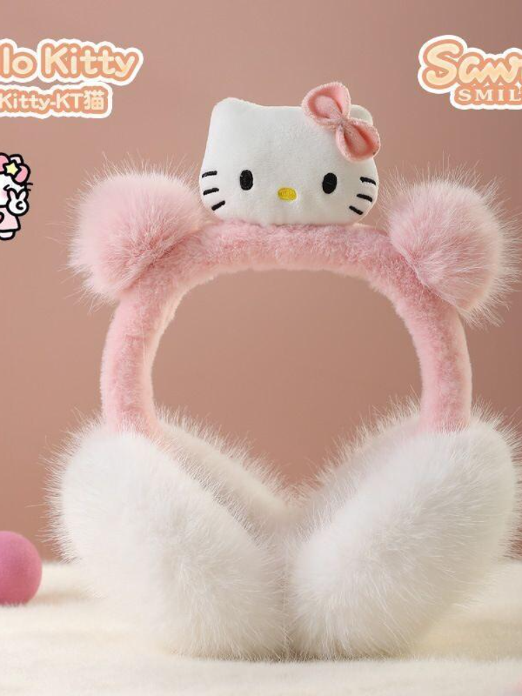 Kids Outdoor Xmas Gifts - Sanrio Kuromi Cinnamoroll Melody Plush Earmuffs