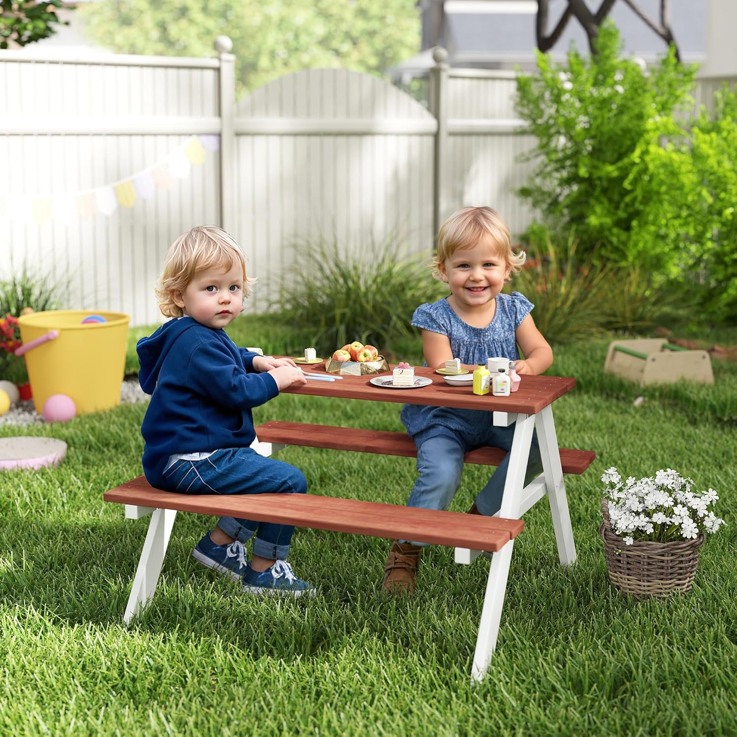 Kids Picnic Table Set, Wooden  – обзор и цена Kids Outdoor Furniture Set