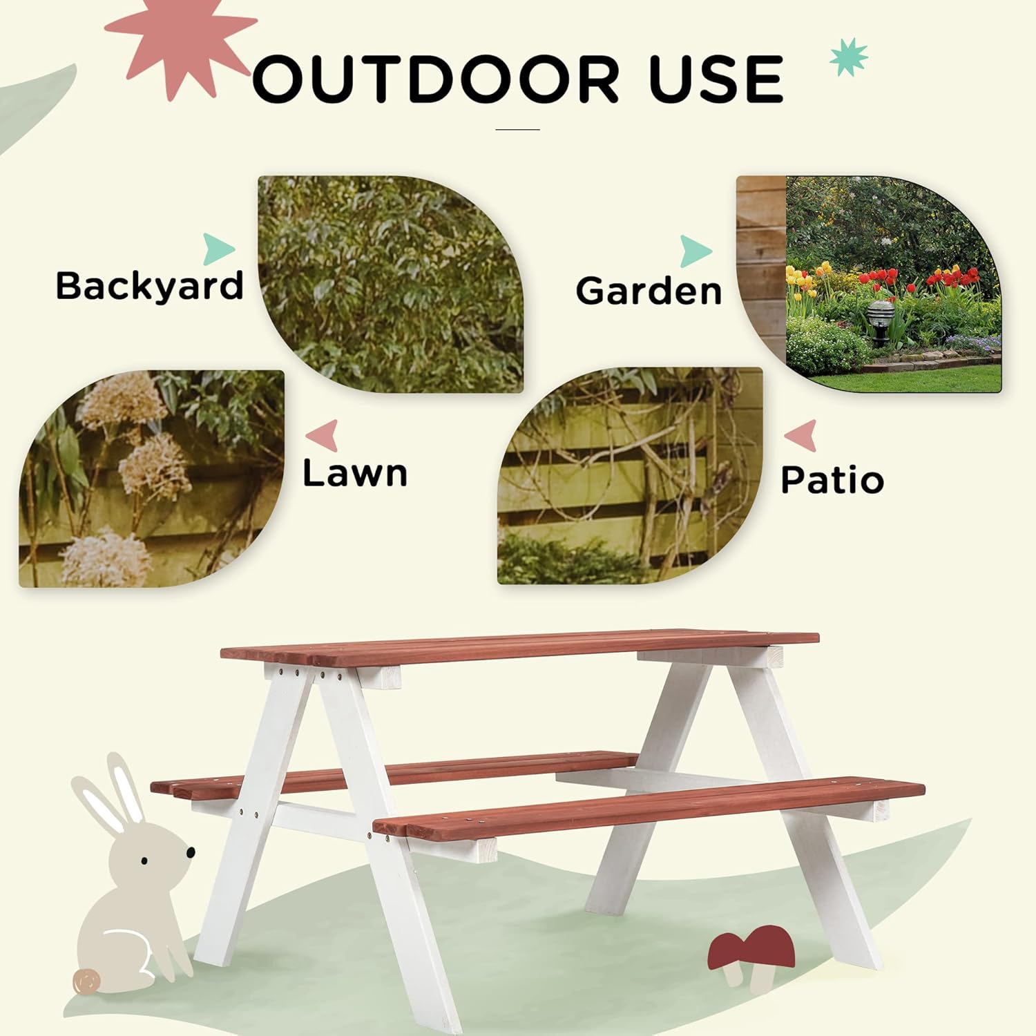 Kids Picnic Table Set, Wooden  – обзор и цена Kids Outdoor Furniture Set