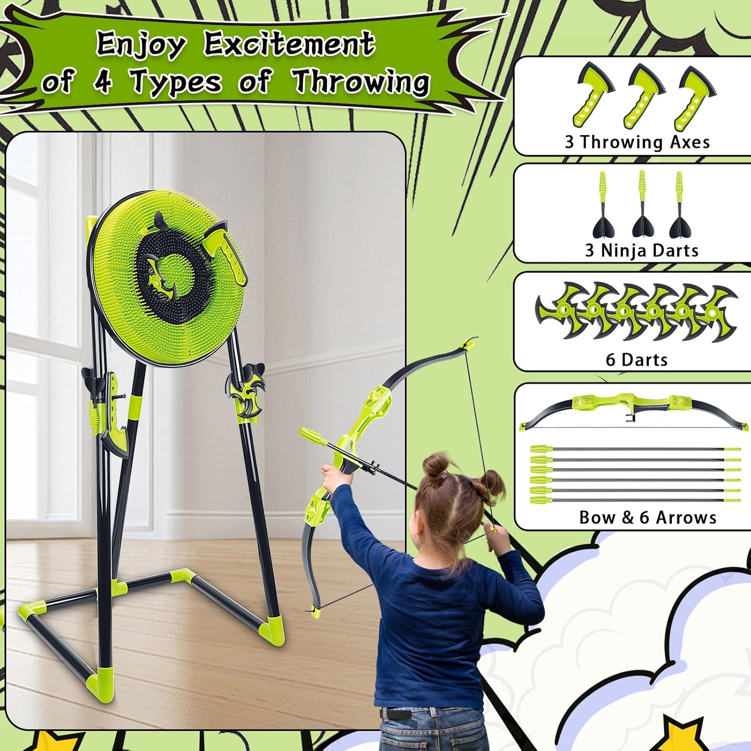 4 in 1 Axe Throwing Target Set – обзор и цена Kids Outdoor Ninja Set