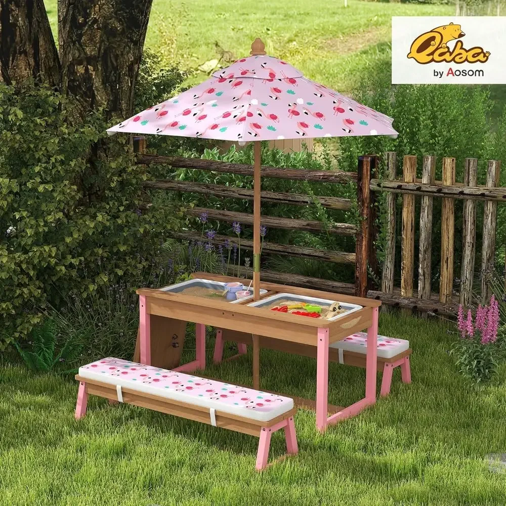 Wooden Picnic Table Set with U – обзор и цена Kids Outdoor Furniture Set