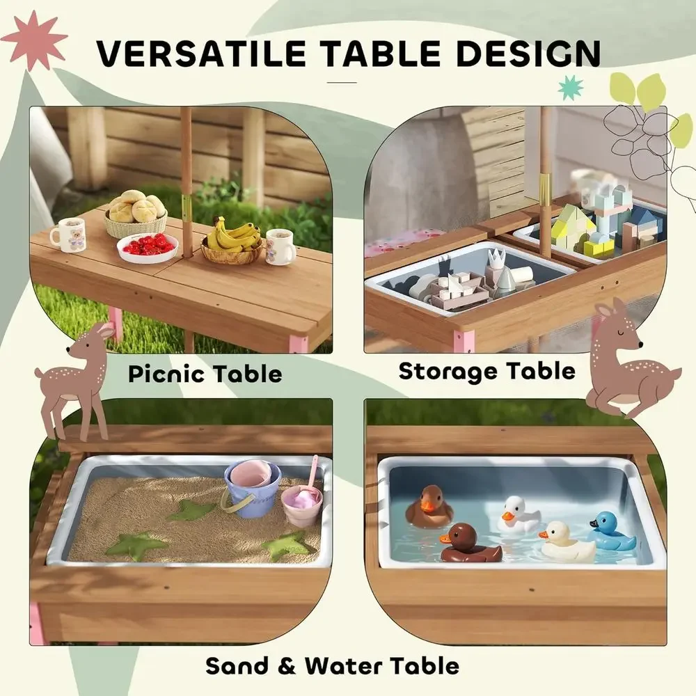 Wooden Picnic Table Set with U – обзор и цена Kids Outdoor Furniture Set