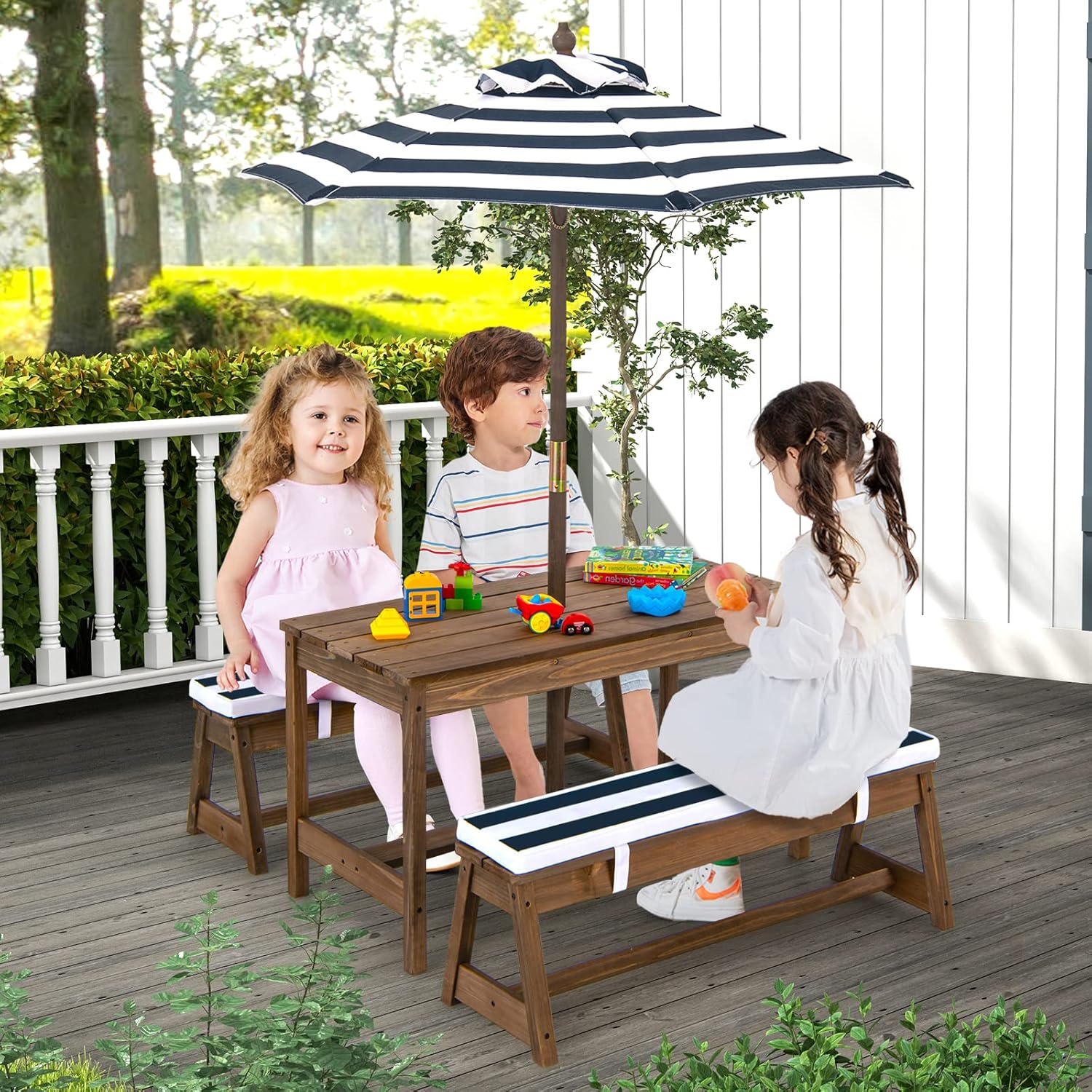 Height Adjustable Wooden Kids  – обзор и цена Kids Outdoor Furniture Set