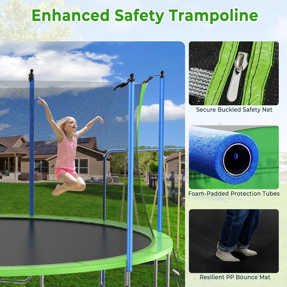 US Shipping 12-14FT Trampoline – обзор и цена Kids Outdoor Swing Set With Slide