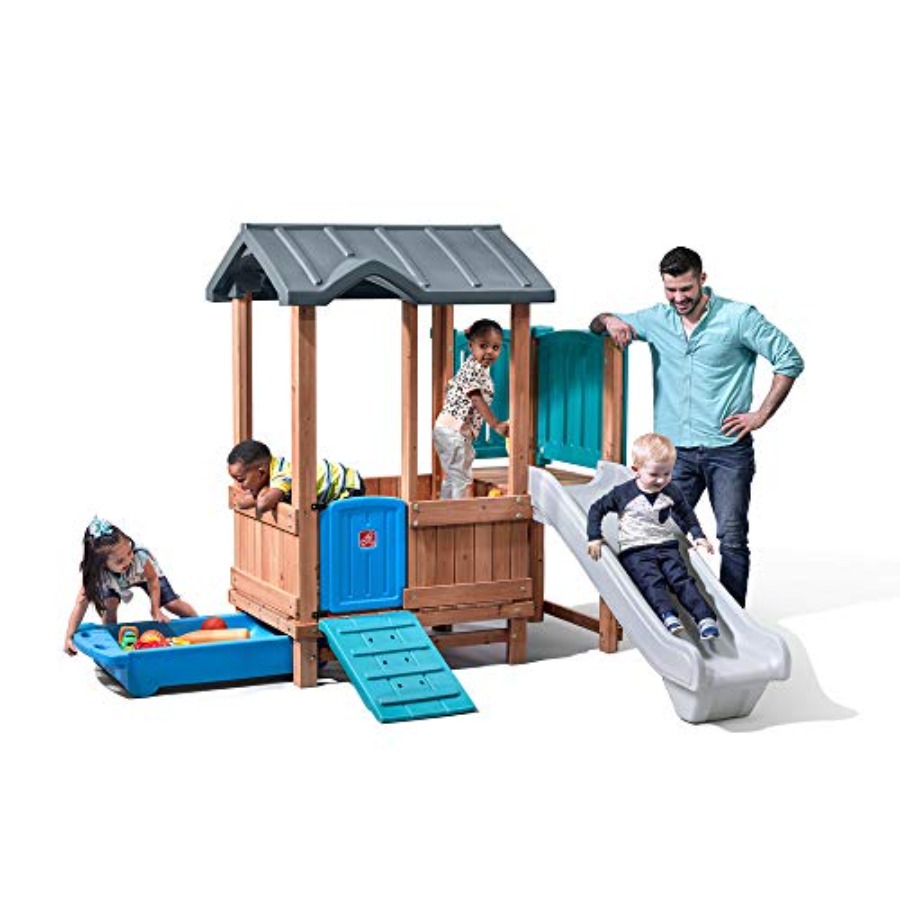 Woodland Adventure Playhouse & – обзор и цена Kids Outdoor Swing Set With Slide