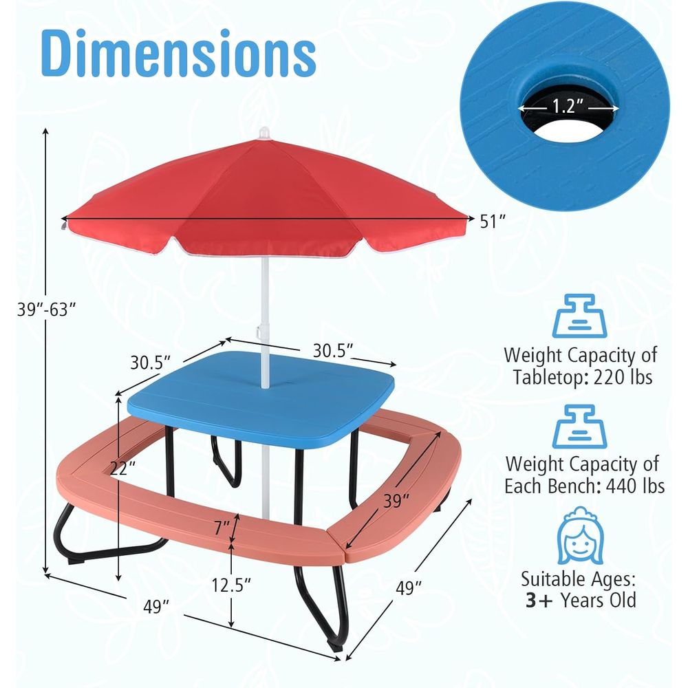 Kids Picnic Table, 8 Person To – обзор и цена Kids Outdoor Chair And Table