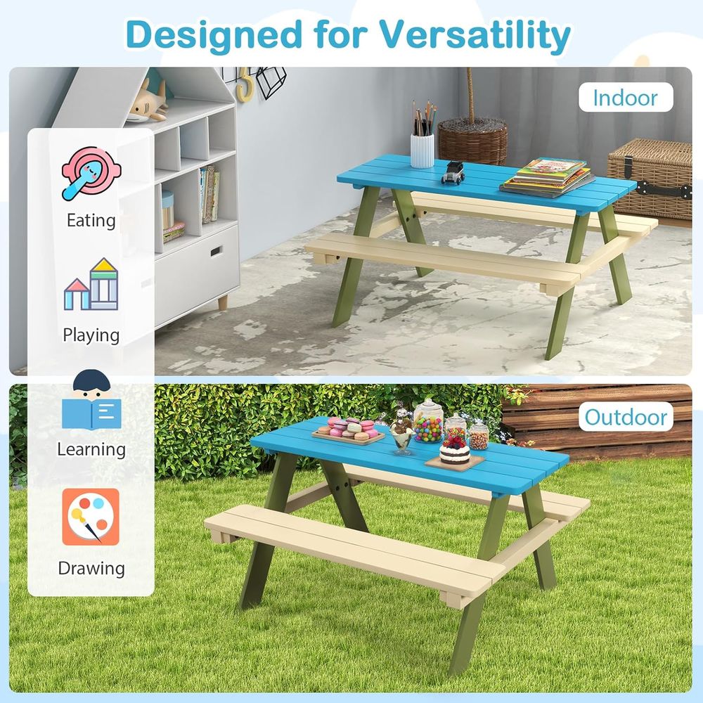 Acacia Wood Picnic Table and B – обзор и цена Kids Outdoor Furniture Set
