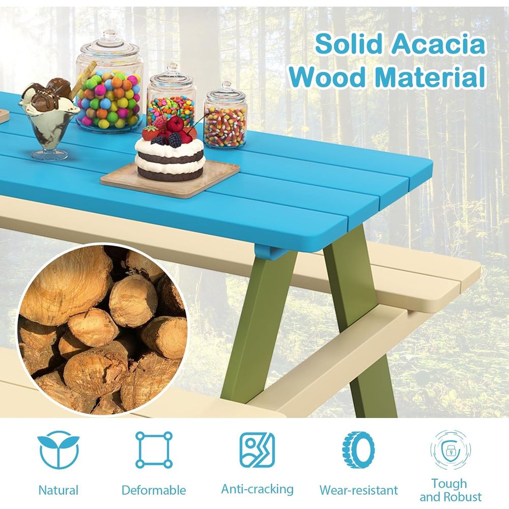 Acacia Wood Picnic Table and B – обзор и цена Kids Outdoor Furniture Set