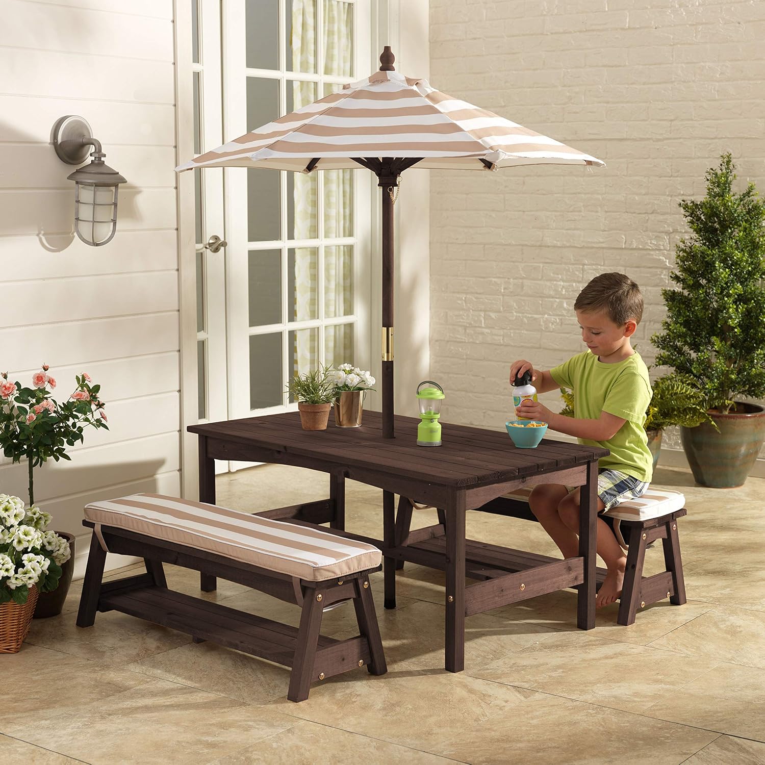 Outdoor Wooden Table & Bench S – обзор и цена Kids Outdoor Furniture Set