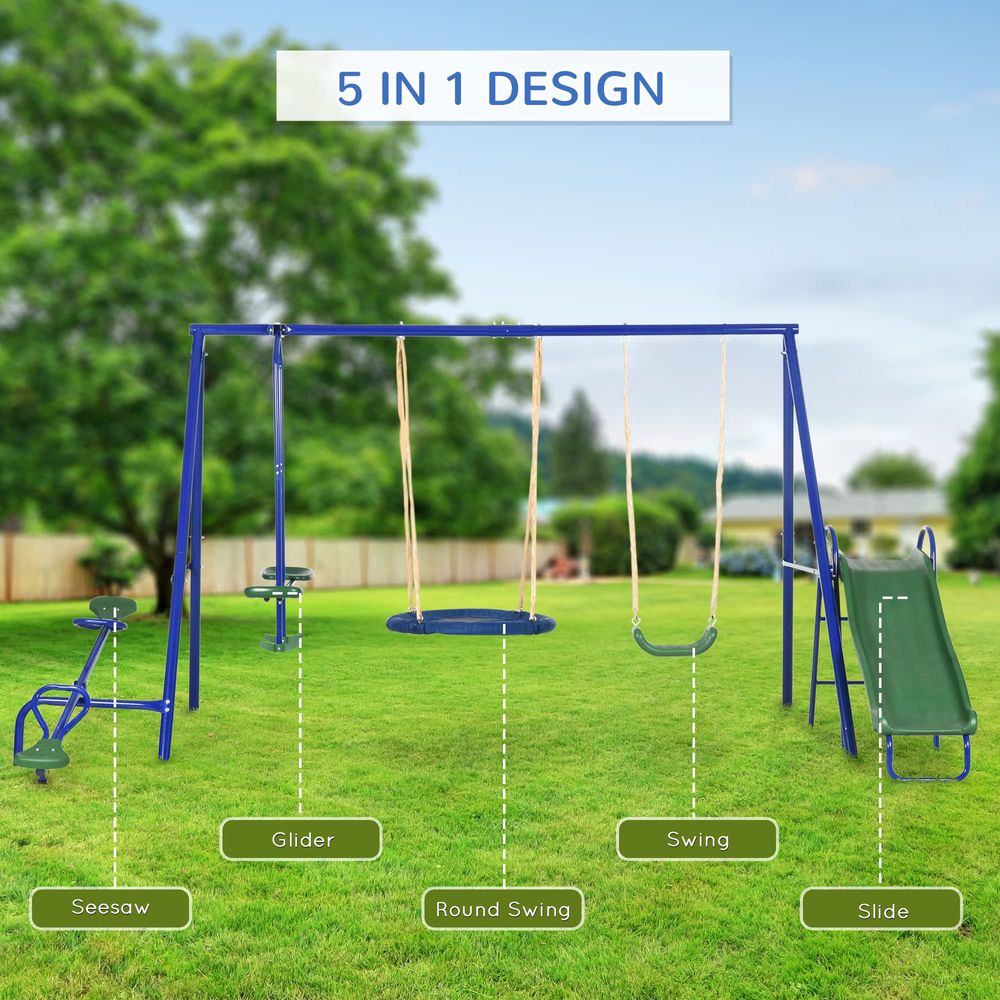 Swing Set for Backyard, 5 in 1 – обзор и цена Kids Outdoor Swing Set With Slide