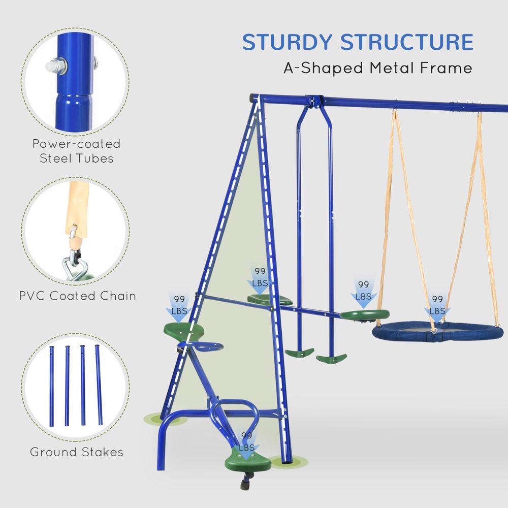 Swing Set for Backyard, 5 in 1 – обзор и цена Kids Outdoor Swing Set With Slide